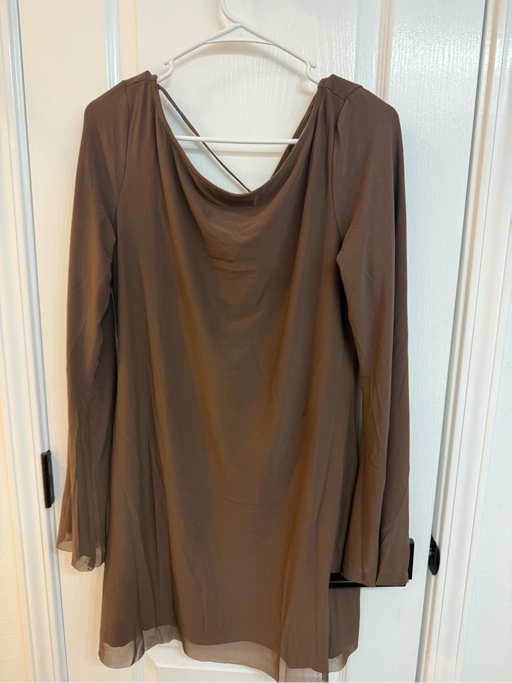 Princess Polly Brown Long Sleeve Women’s Dress with Draped Back